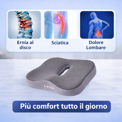 Seduto +6 ore al giorno senza dolore: Cuscino Levia™